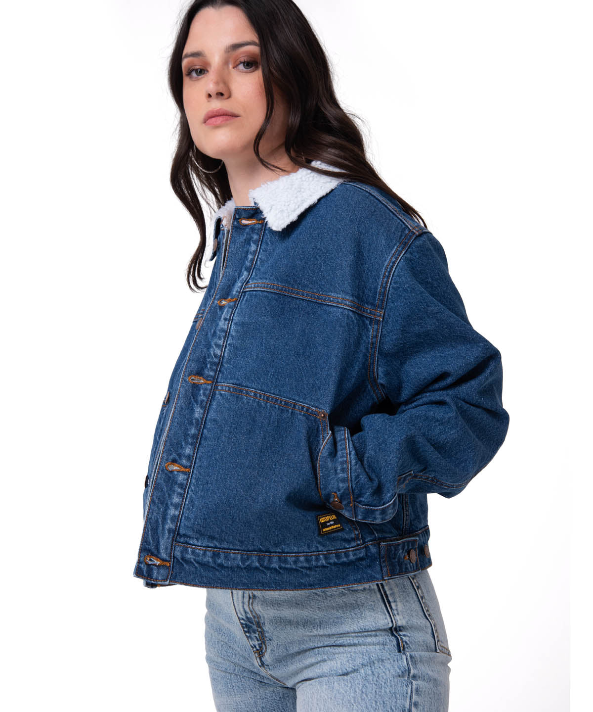 Chaqueta Jeans Mujer Sherpa Lined Azul Cat
