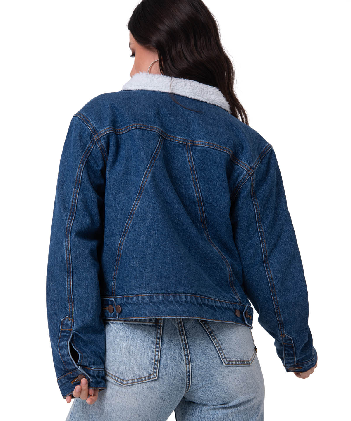 Chaqueta Jeans Mujer Sherpa Lined Azul Cat
