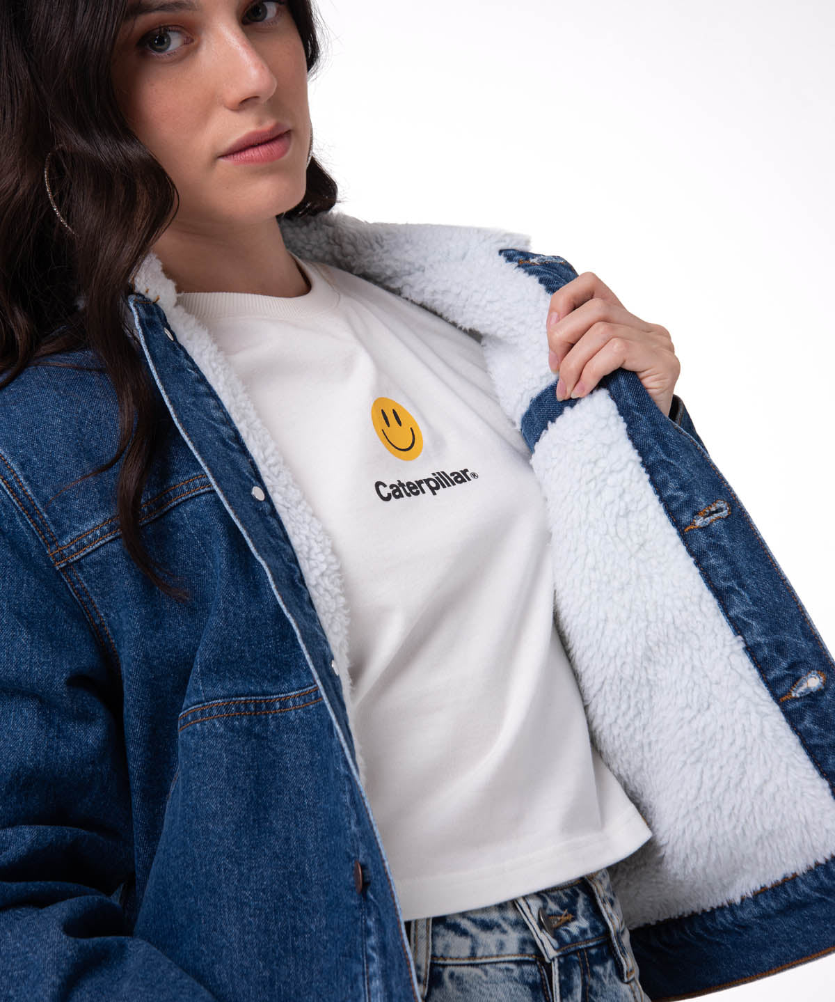 Chaqueta Jeans Mujer Sherpa Lined Azul Cat