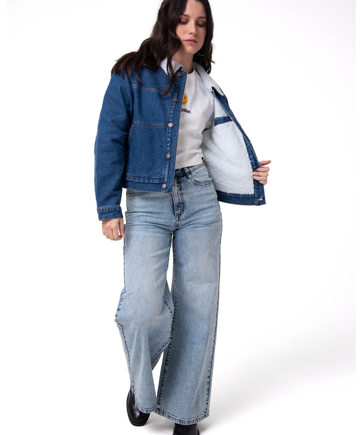 Chaqueta Jeans Mujer Sherpa Lined Azul Cat