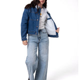 Chaqueta Jeans Mujer Sherpa Lined Azul Cat