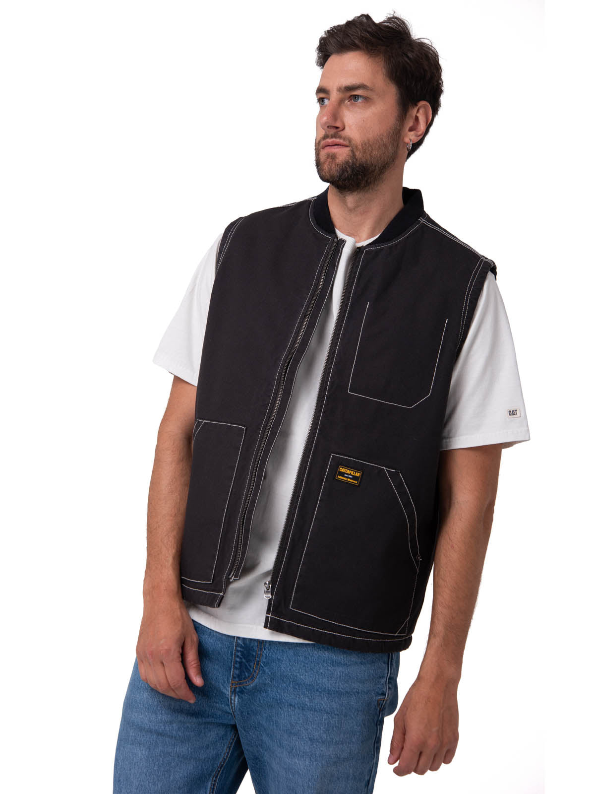 Chaqueta Sin Mangas Hombre Canvas Utility Negro Cat