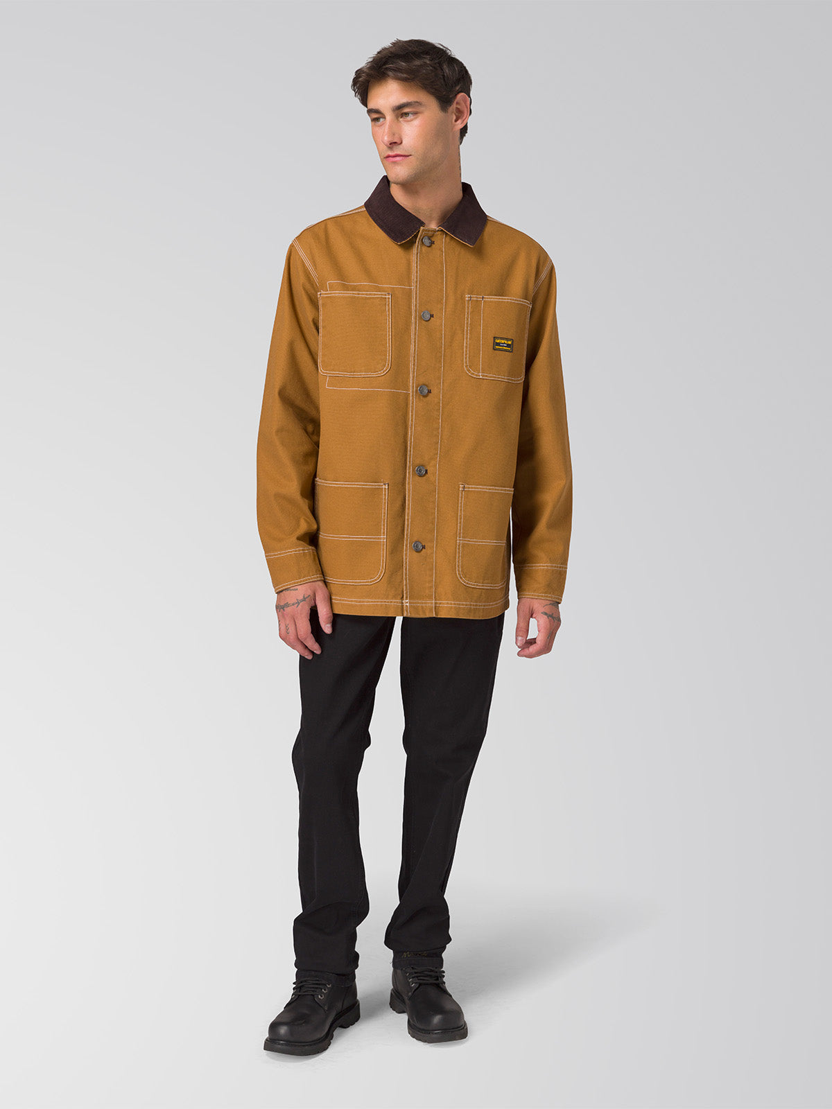 Chaqueta Manga Larga Hombre Canvas Chore Café Cat