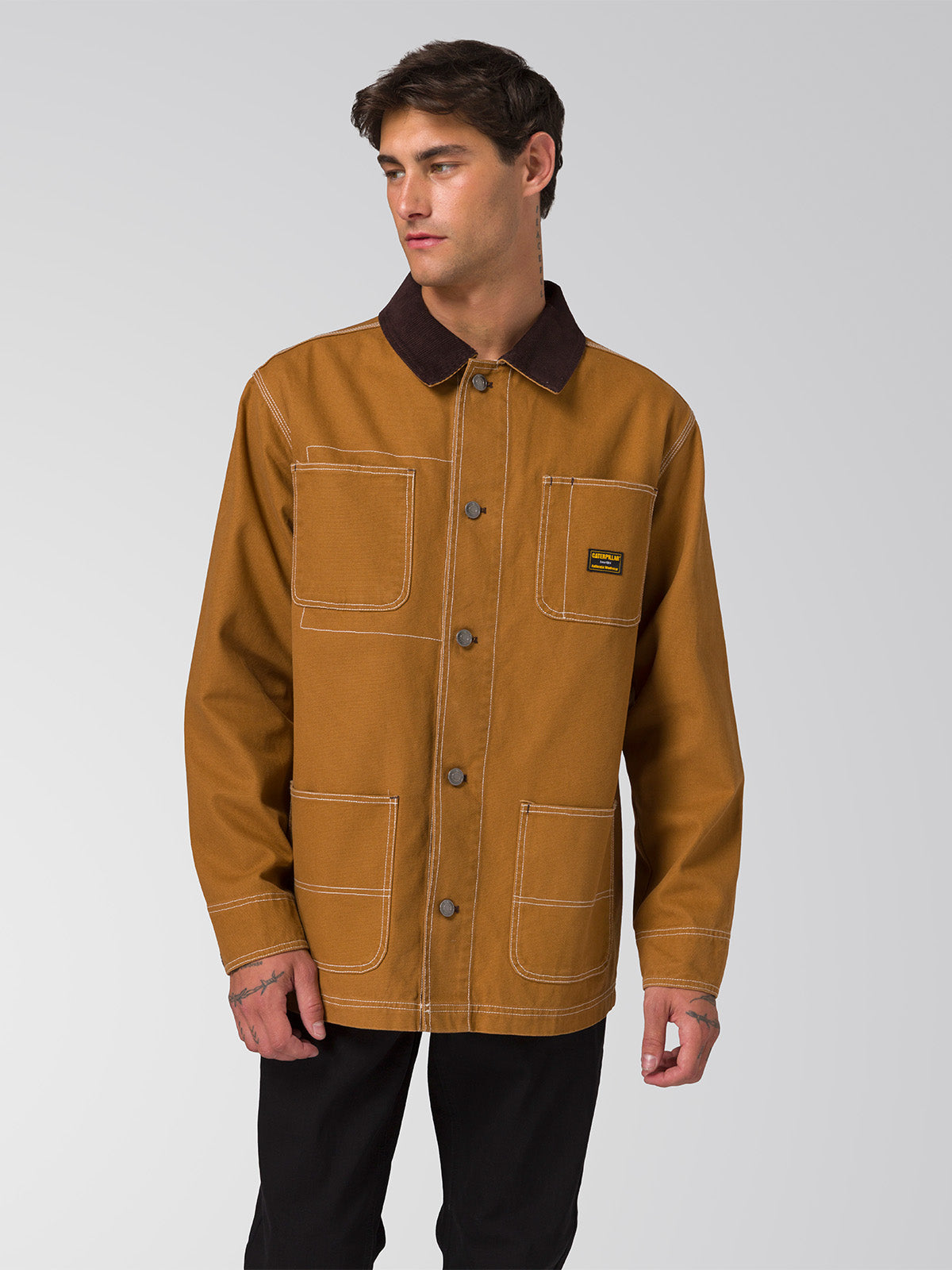 Chaqueta Manga Larga Hombre Canvas Chore Café Cat