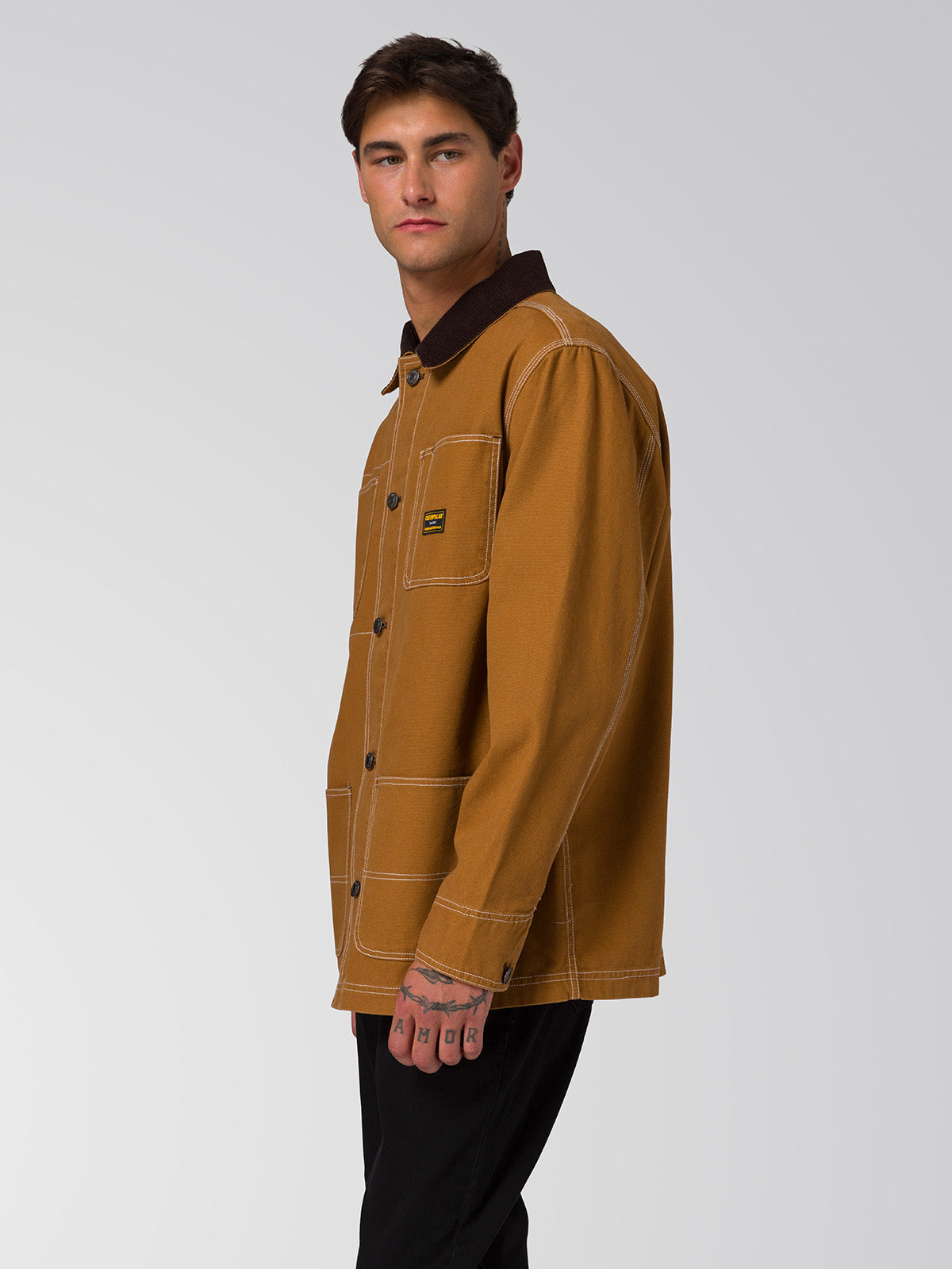 Chaqueta Manga Larga Hombre Canvas Chore Café Cat