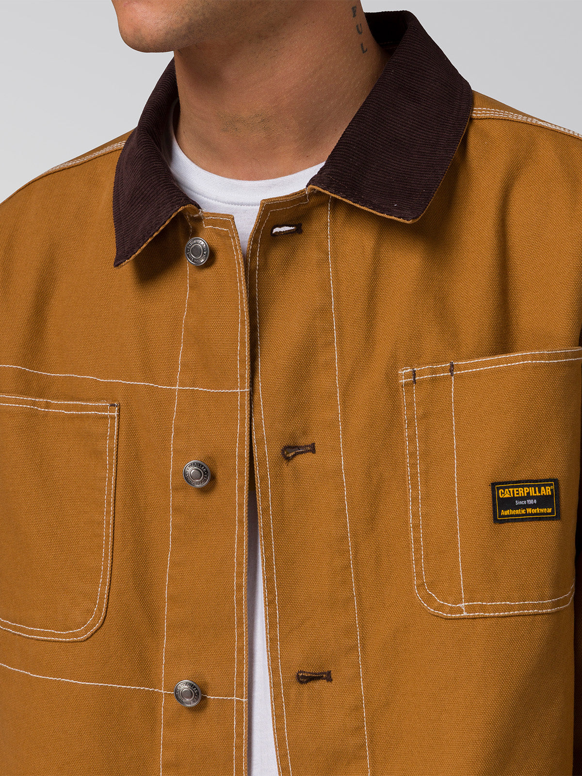 Chaqueta Manga Larga Hombre Canvas Chore Café Cat