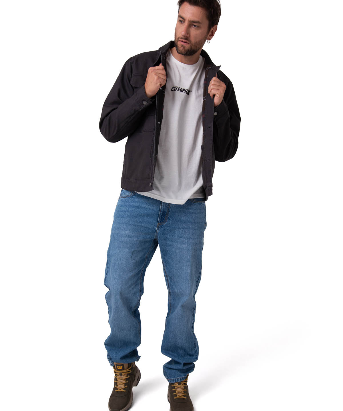 Chaqueta Manga Larga Hombre Canvas Flannel Negro Cat