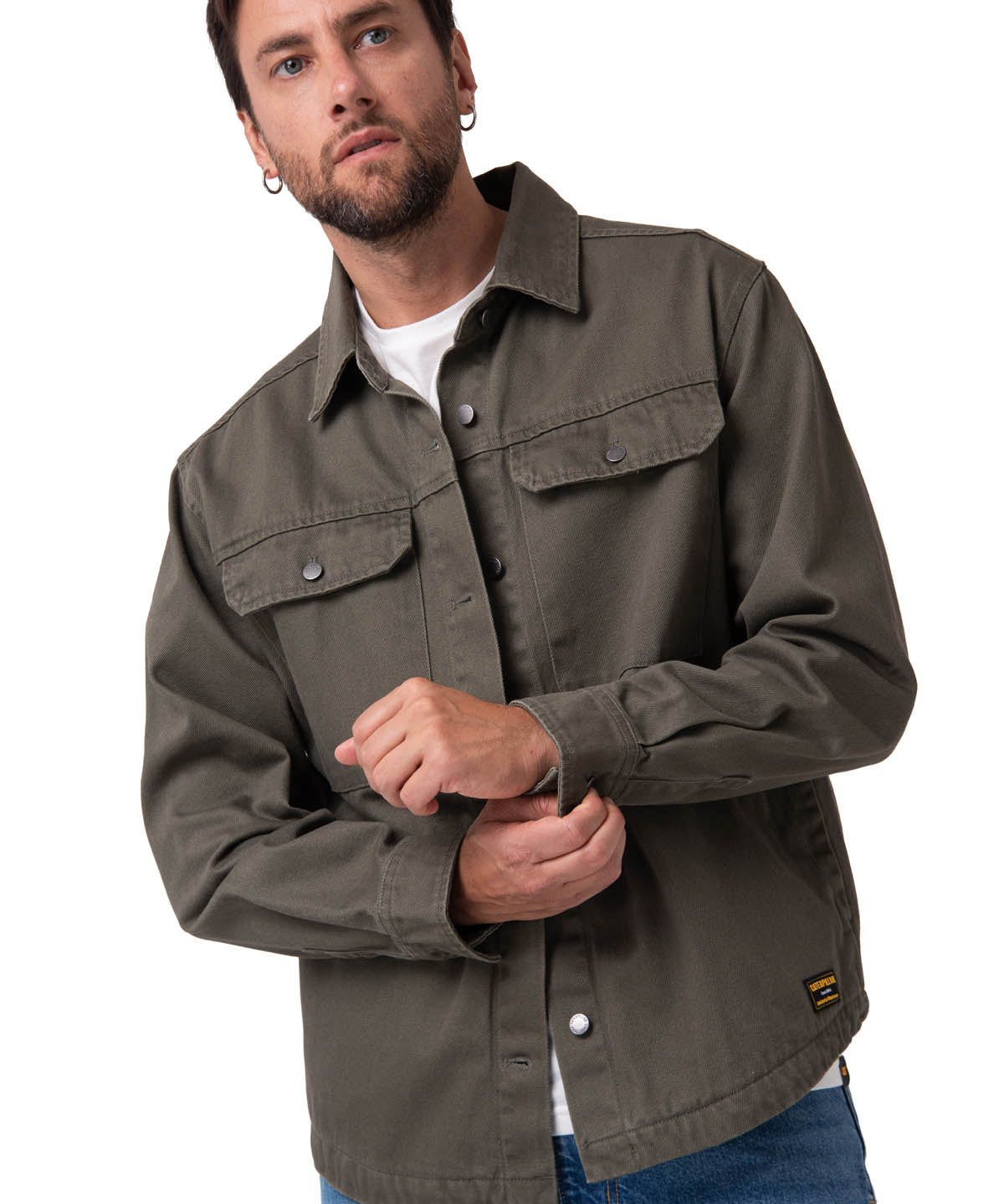 Chaqueta Manga Larga Hombre Twill Overshirt Verde Cat