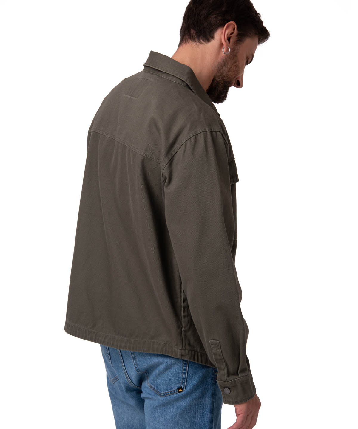 Chaqueta Manga Larga Hombre Twill Overshirt Verde Cat