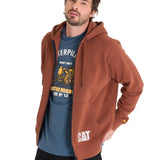 Polerón Manga Larga Hombre Fleece Cat Full Zip Hoodie Terracota Cat