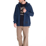 Polerón Manga Larga Hombre Fleece Cat Full Zip Hoodie Azul Petróleo Cat