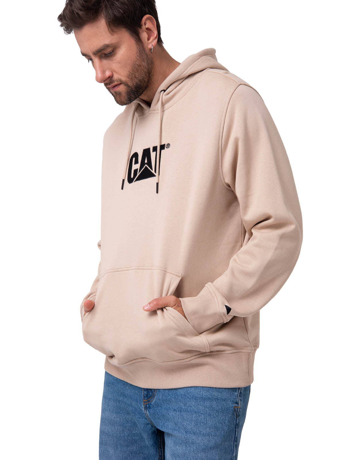 Polerón Con Gorro Hombre Logo Beige Cat