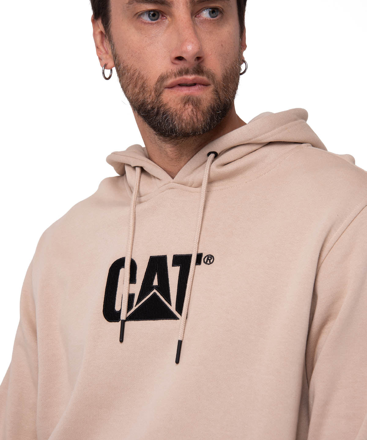 Polerón Con Gorro Hombre Logo Beige Cat