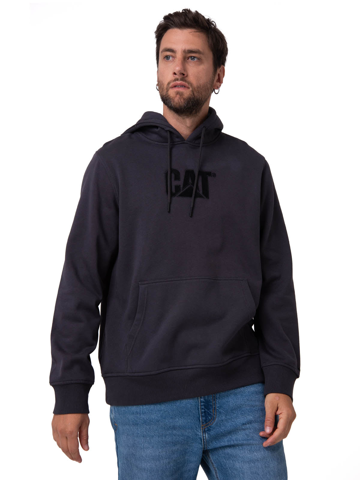 Polerón Con Gorro Hombre Cat Logo Negro Cat