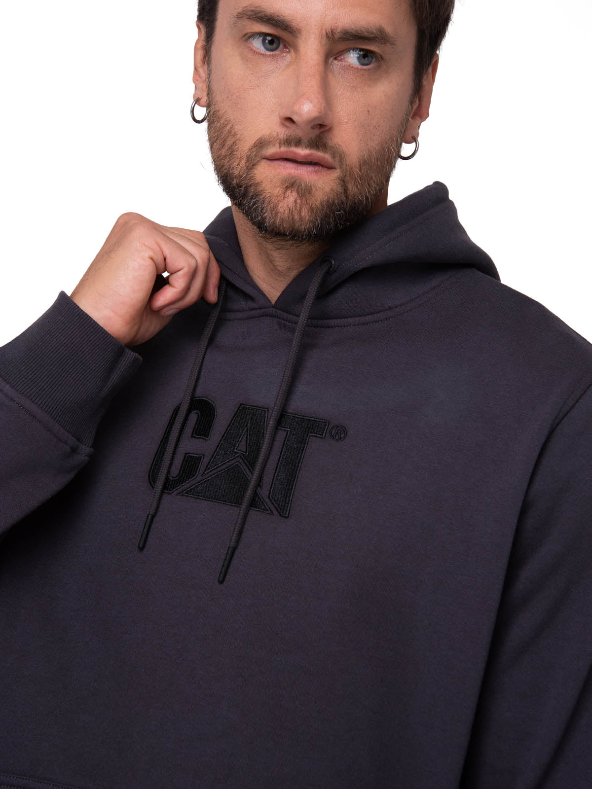 Polerón Con Gorro Hombre Cat Logo Negro Cat