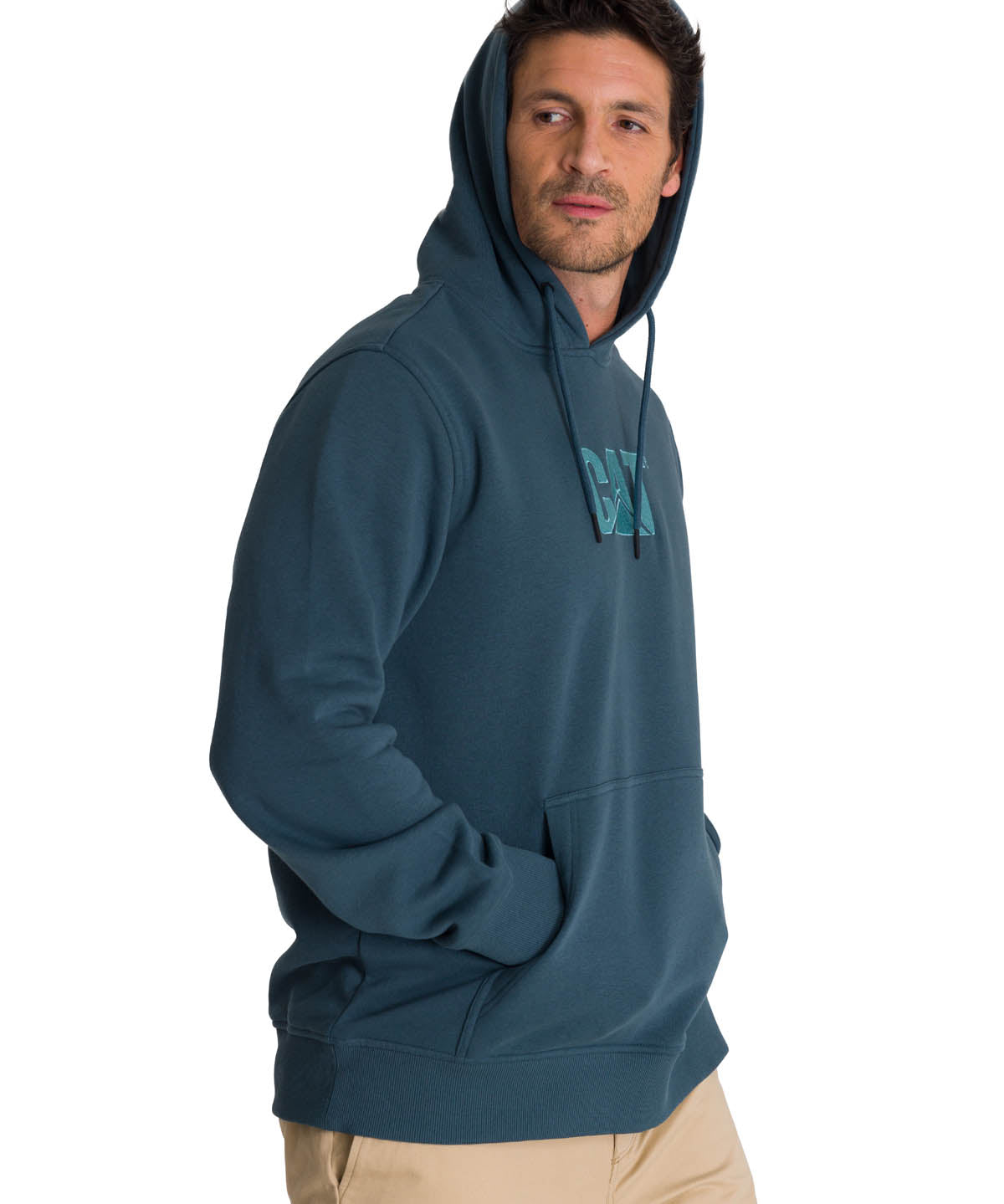 Polerón Fleece Hombre Hoody CAT Logo Azul CAT