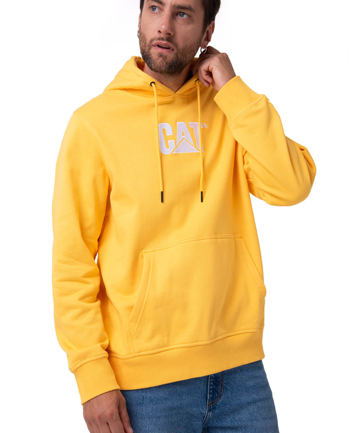 Polerón Con Gorro Hombre Cat Logo Amarillo Cat