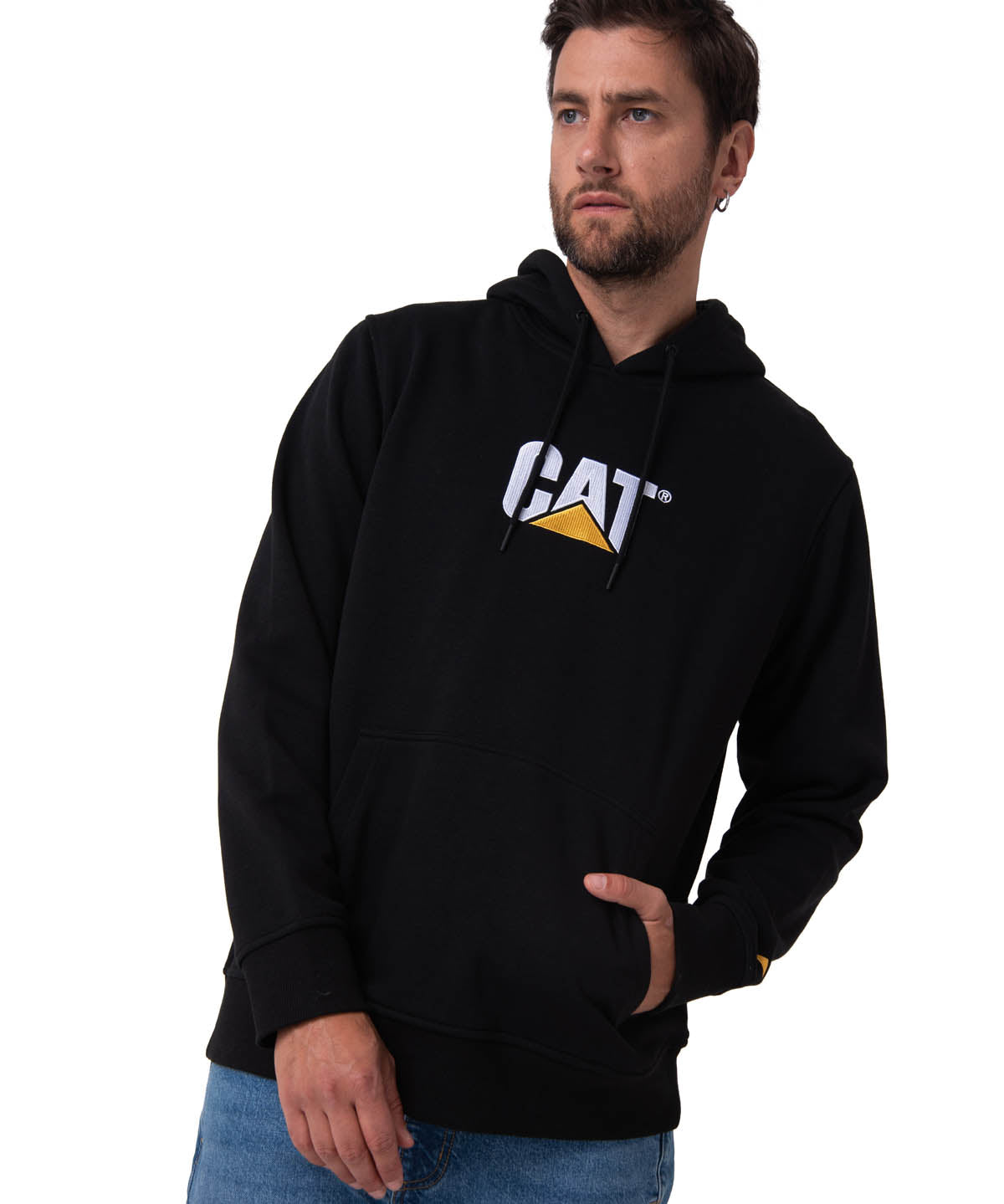 Poleron Casual Unisex FLEECE CAT LOGO PULLOVER HOODIE NEGRO CAT