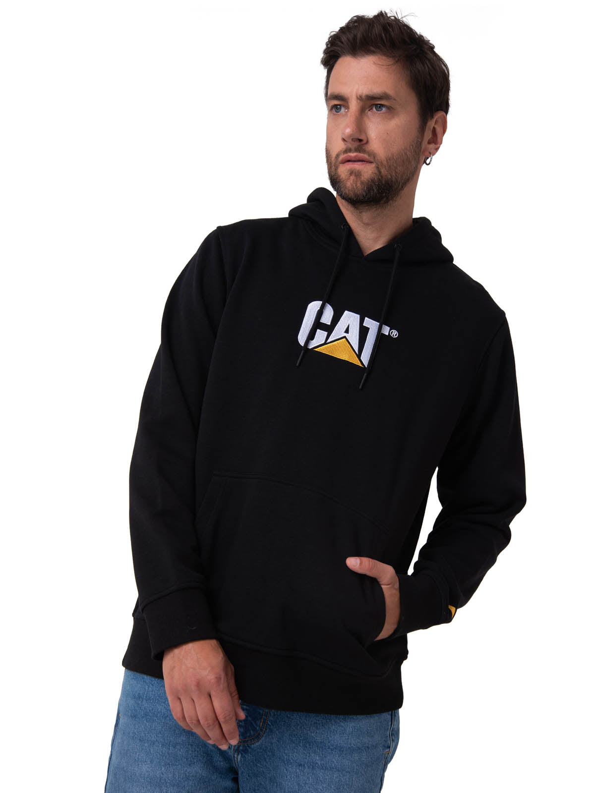 Poleron Casual Unisex FLEECE CAT LOGO PULLOVER HOODIE NEGRO CAT