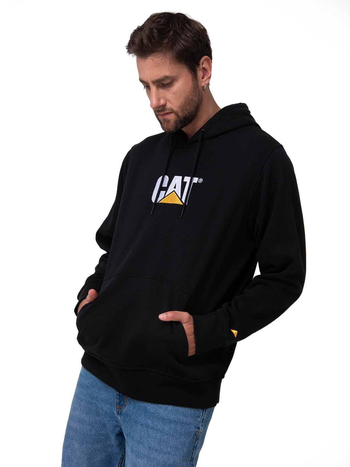 Poleron Casual Unisex FLEECE CAT LOGO PULLOVER HOODIE NEGRO CAT