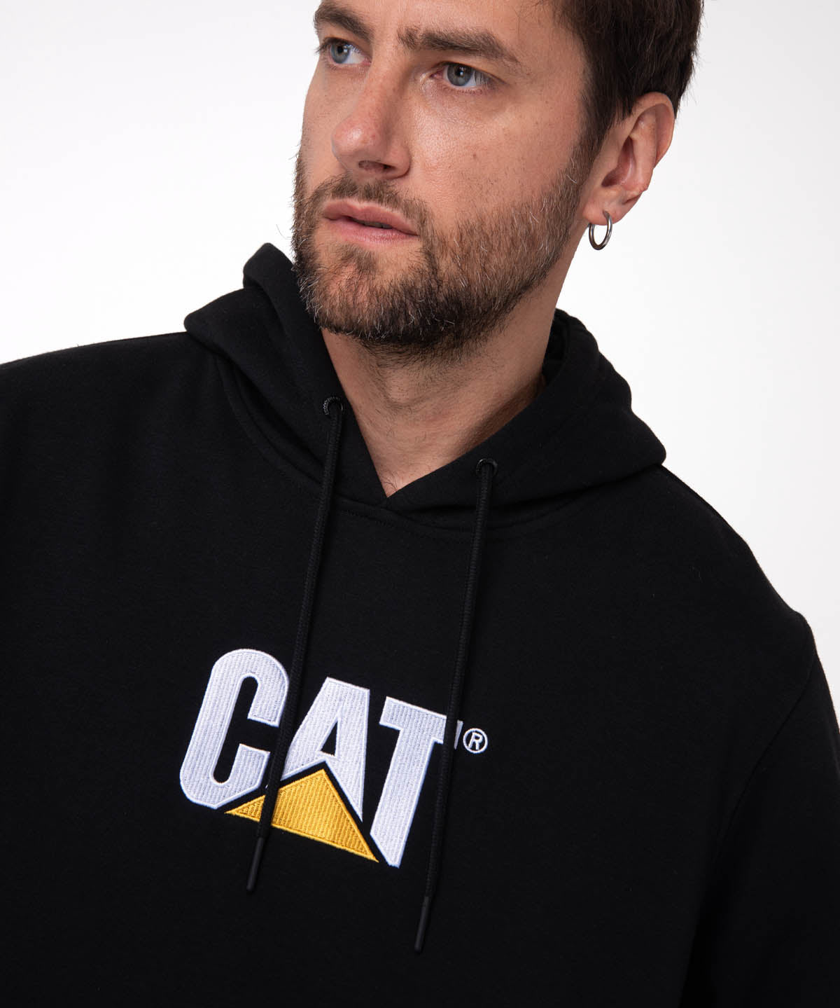 Poleron Casual Unisex FLEECE CAT LOGO PULLOVER HOODIE NEGRO CAT