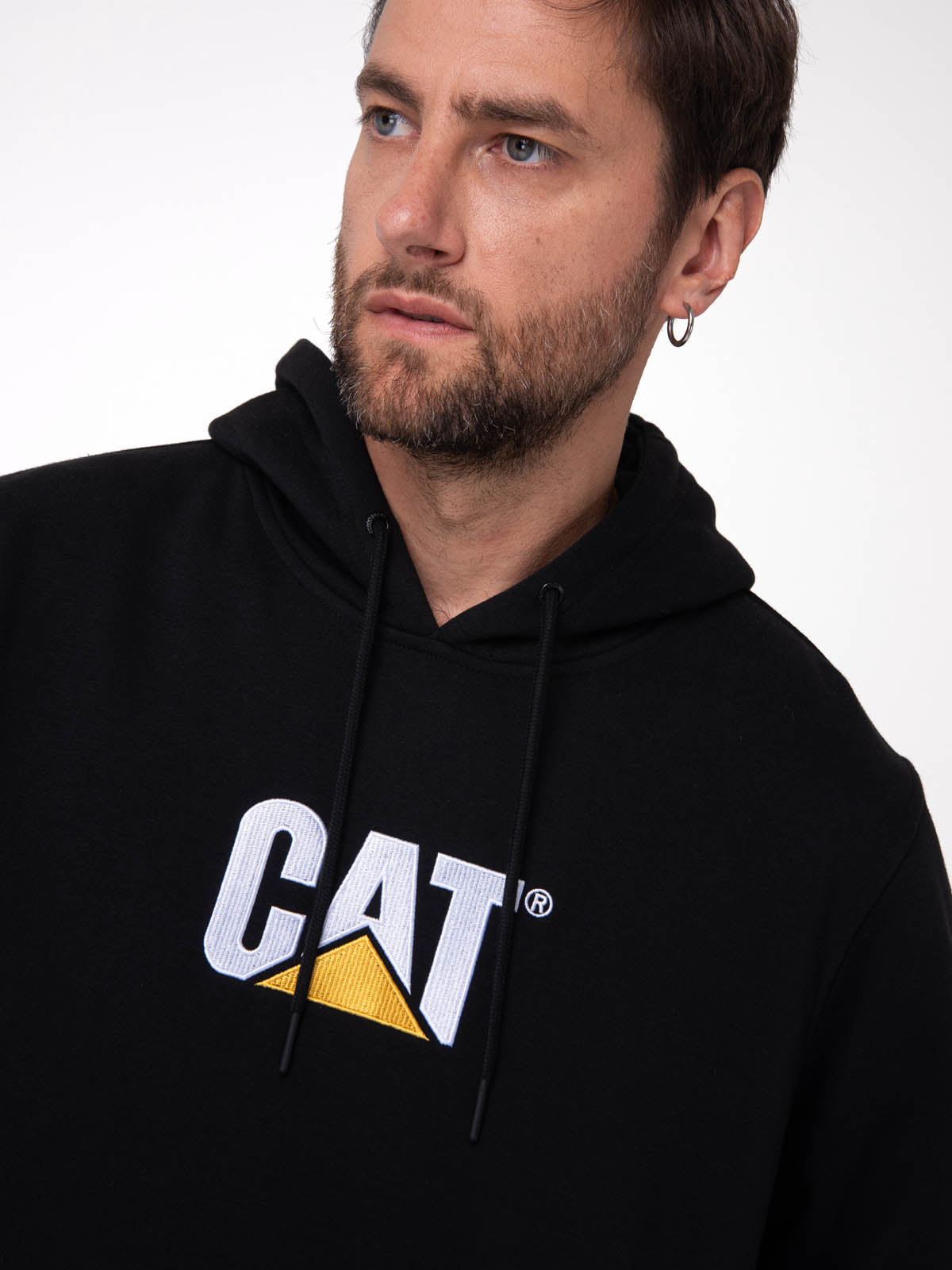 Poleron Casual Unisex FLEECE CAT LOGO PULLOVER HOODIE NEGRO CAT