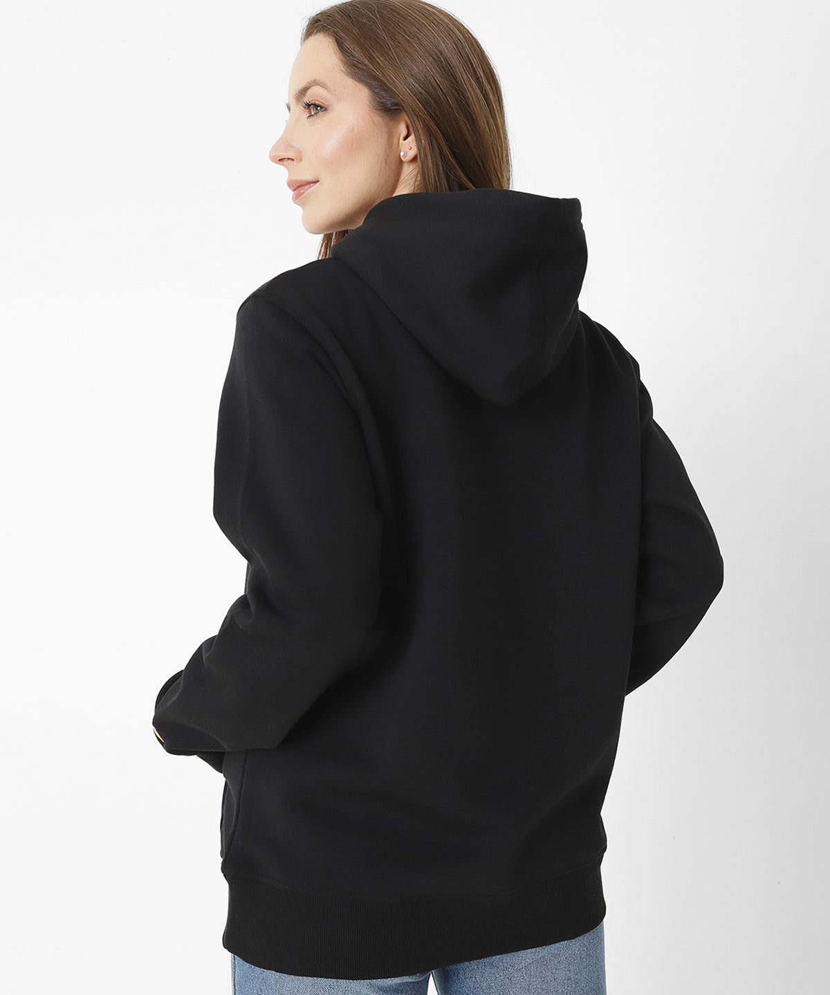 Poleron Casual Unisex FLEECE CAT LOGO PULLOVER HOODIE NEGRO CAT