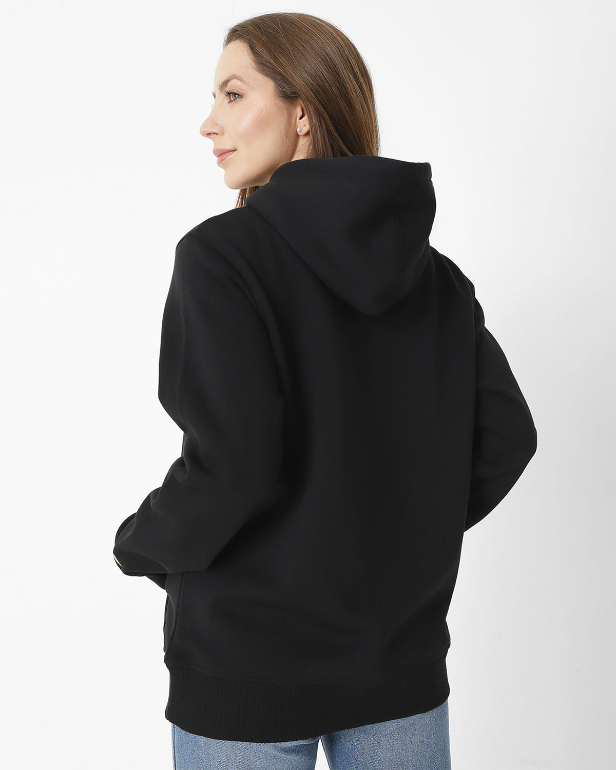 Poleron Casual Unisex FLEECE CAT LOGO PULLOVER HOODIE NEGRO CAT