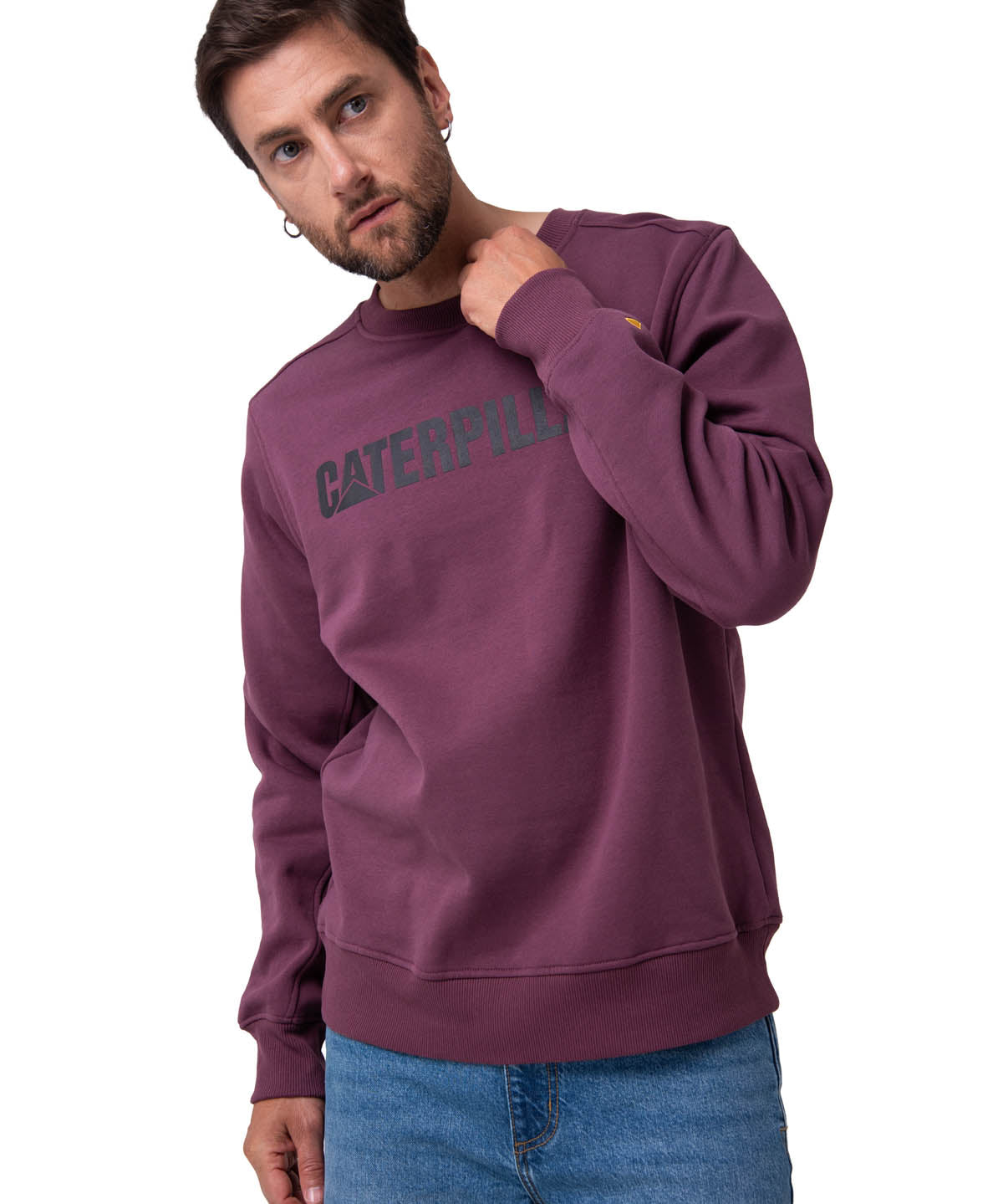 Polerón Crewneck Hombre Logo Caterpillar Burdeo
