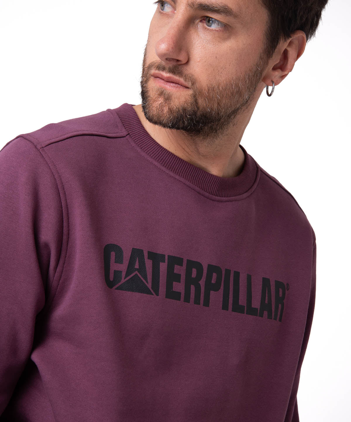 Polerón Crewneck Hombre Logo Caterpillar Burdeo