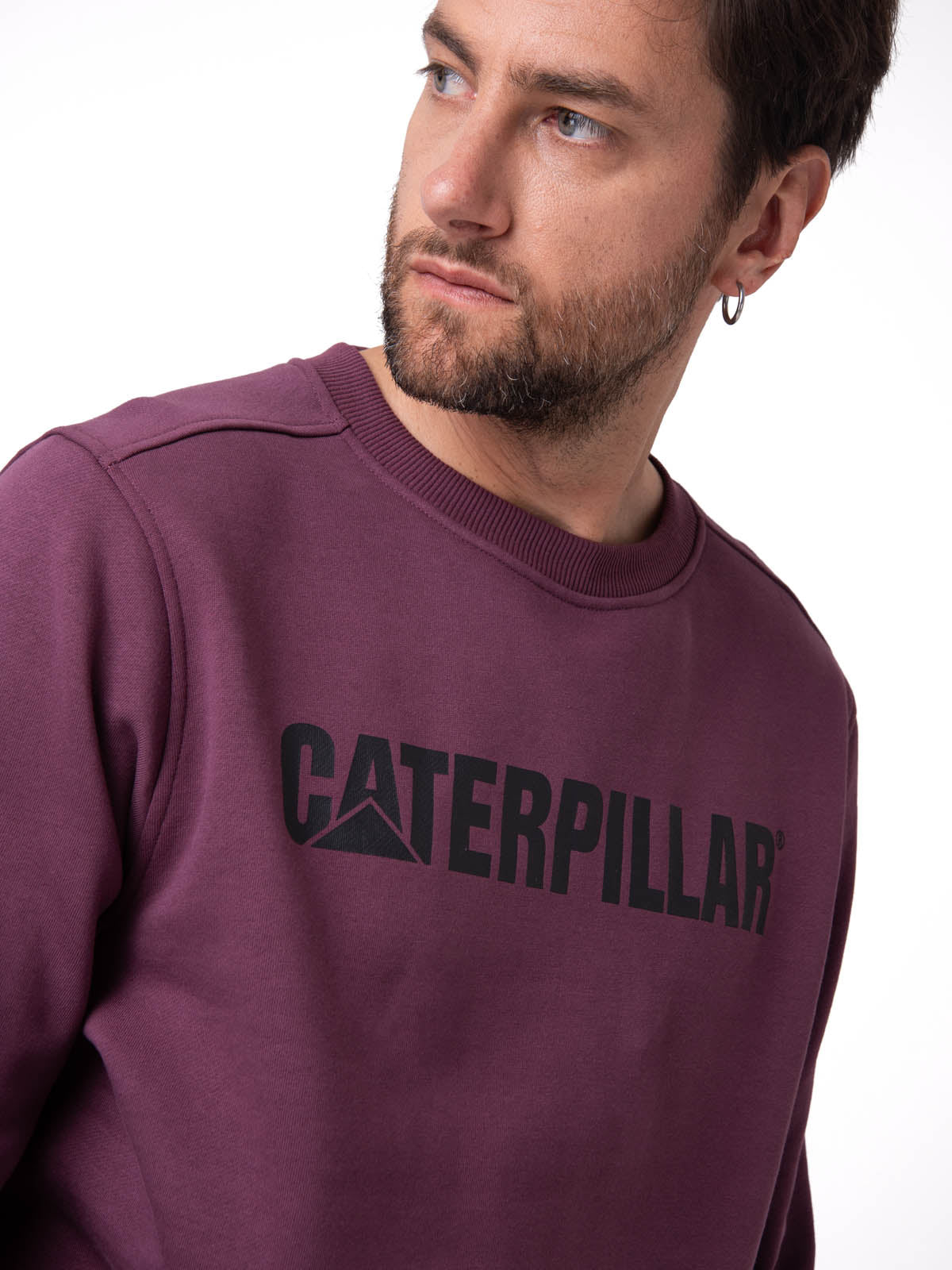 Polerón Crewneck Hombre Logo Caterpillar Burdeo