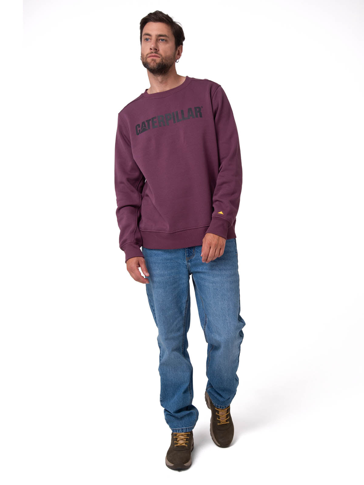 Polerón Crewneck Hombre Logo Caterpillar Burdeo