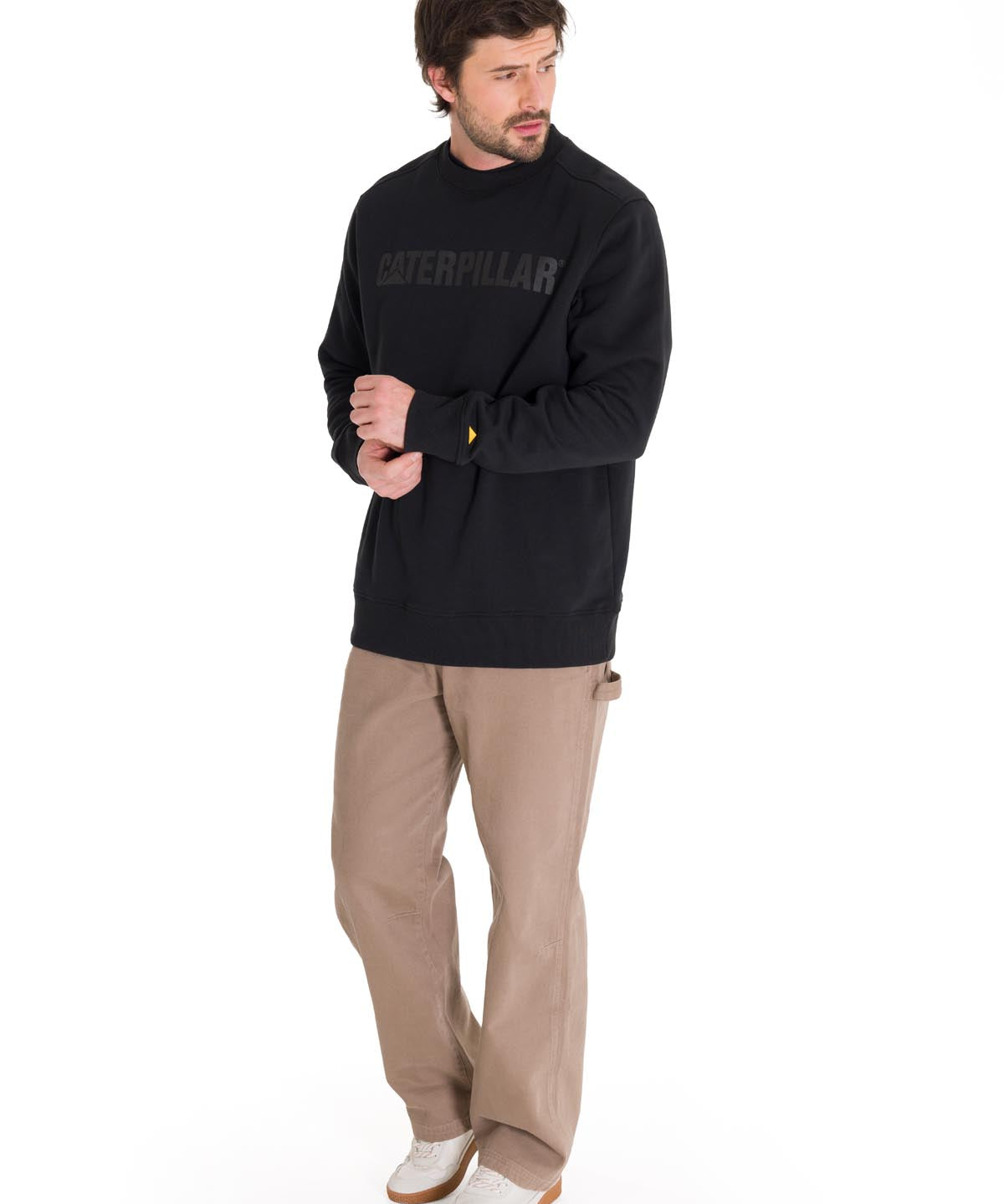 Poleron Casual Unisex CATERPILLAR LOGO CREWNECK SWEATSHIRT NEGRO CAT