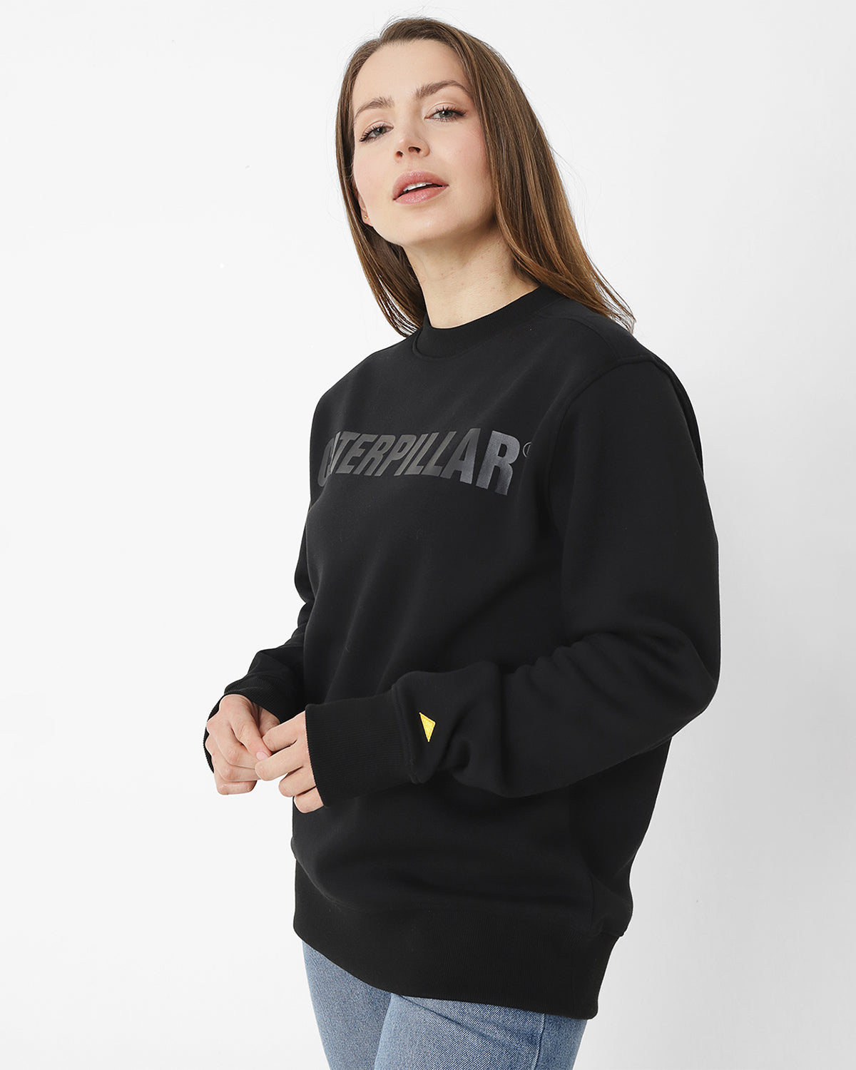 Poleron Casual Unisex CATERPILLAR LOGO CREWNECK SWEATSHIRT NEGRO CAT