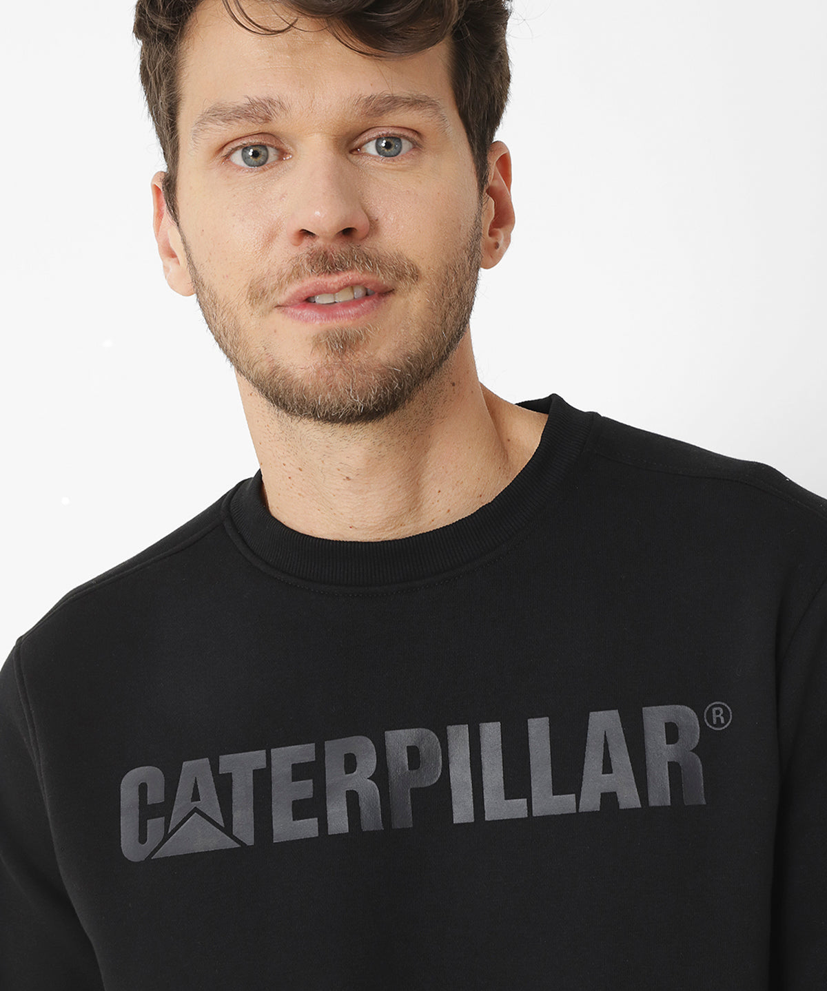 Poleron Casual Unisex CATERPILLAR LOGO CREWNECK SWEATSHIRT NEGRO CAT