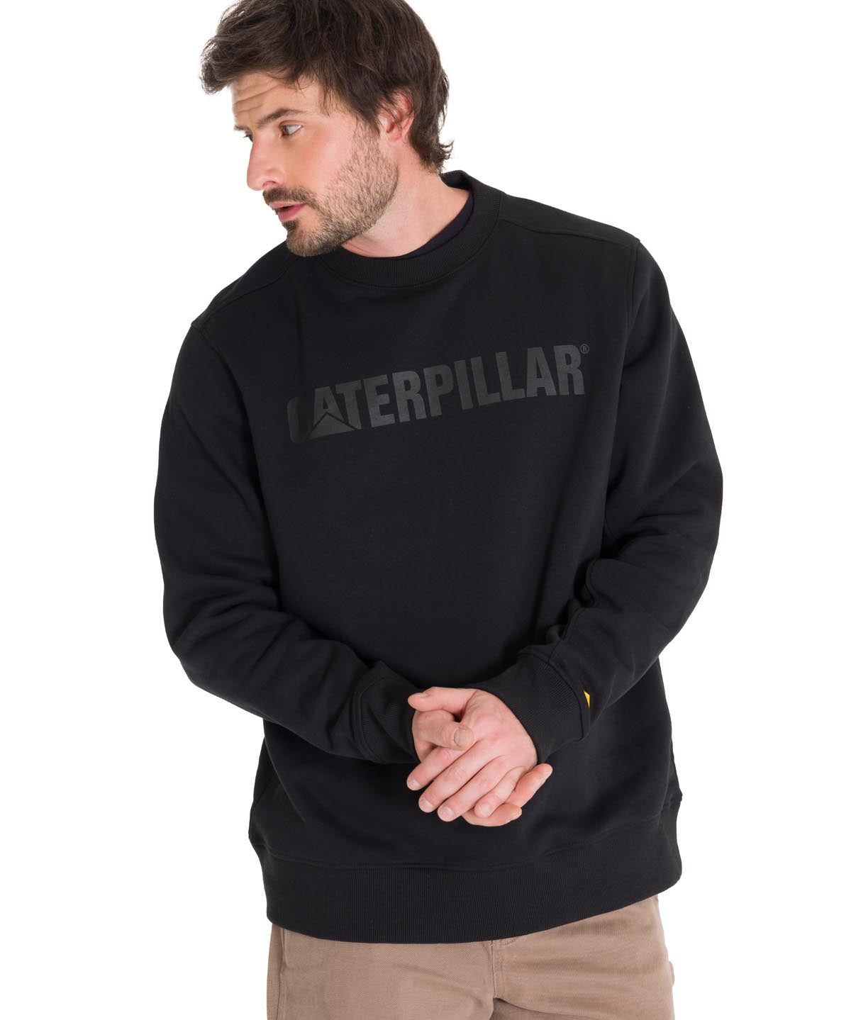 Polerón Crewneck Hombre Logo Caterpillar Negro
