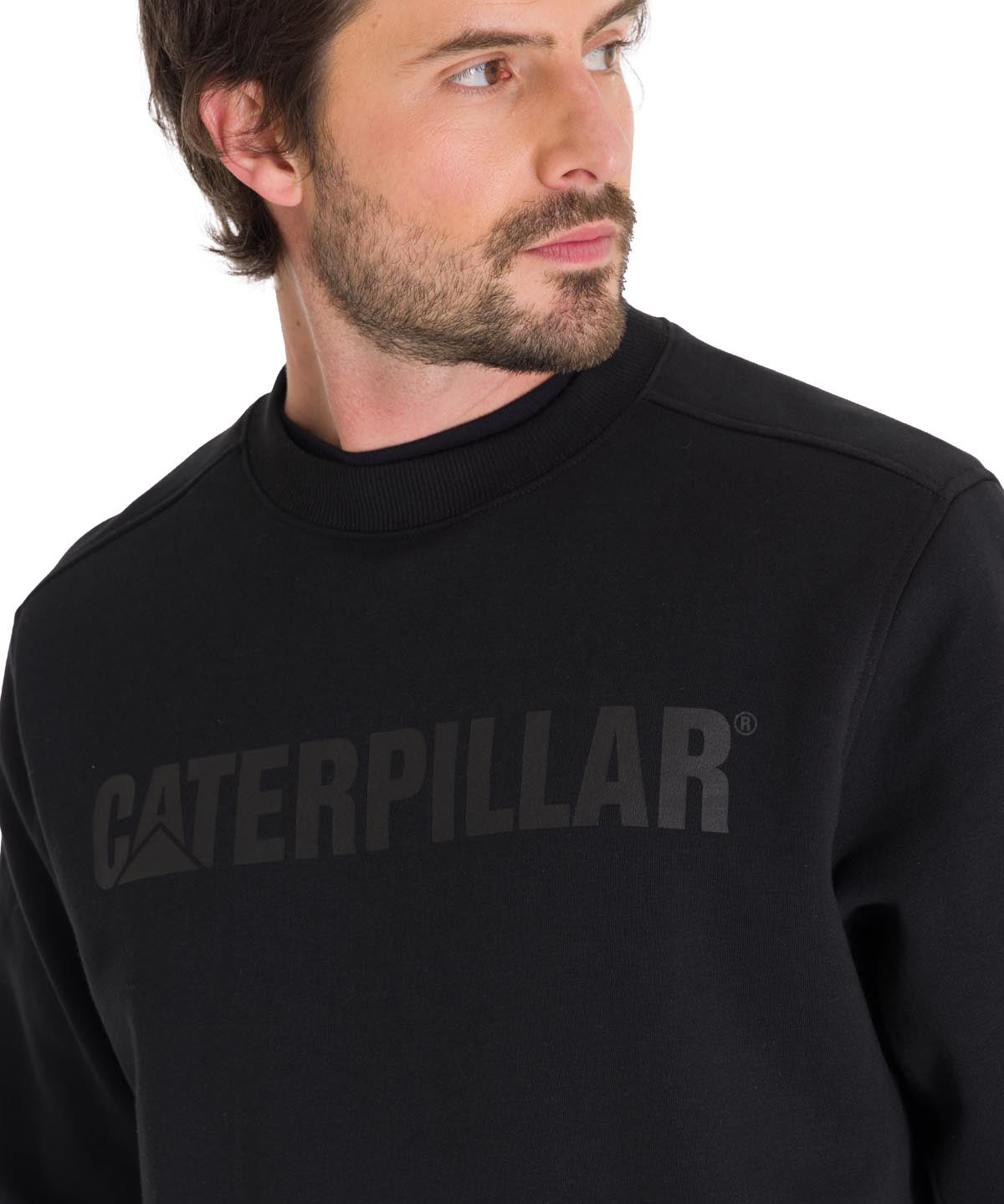 Polerón Crewneck Hombre Logo Caterpillar Negro