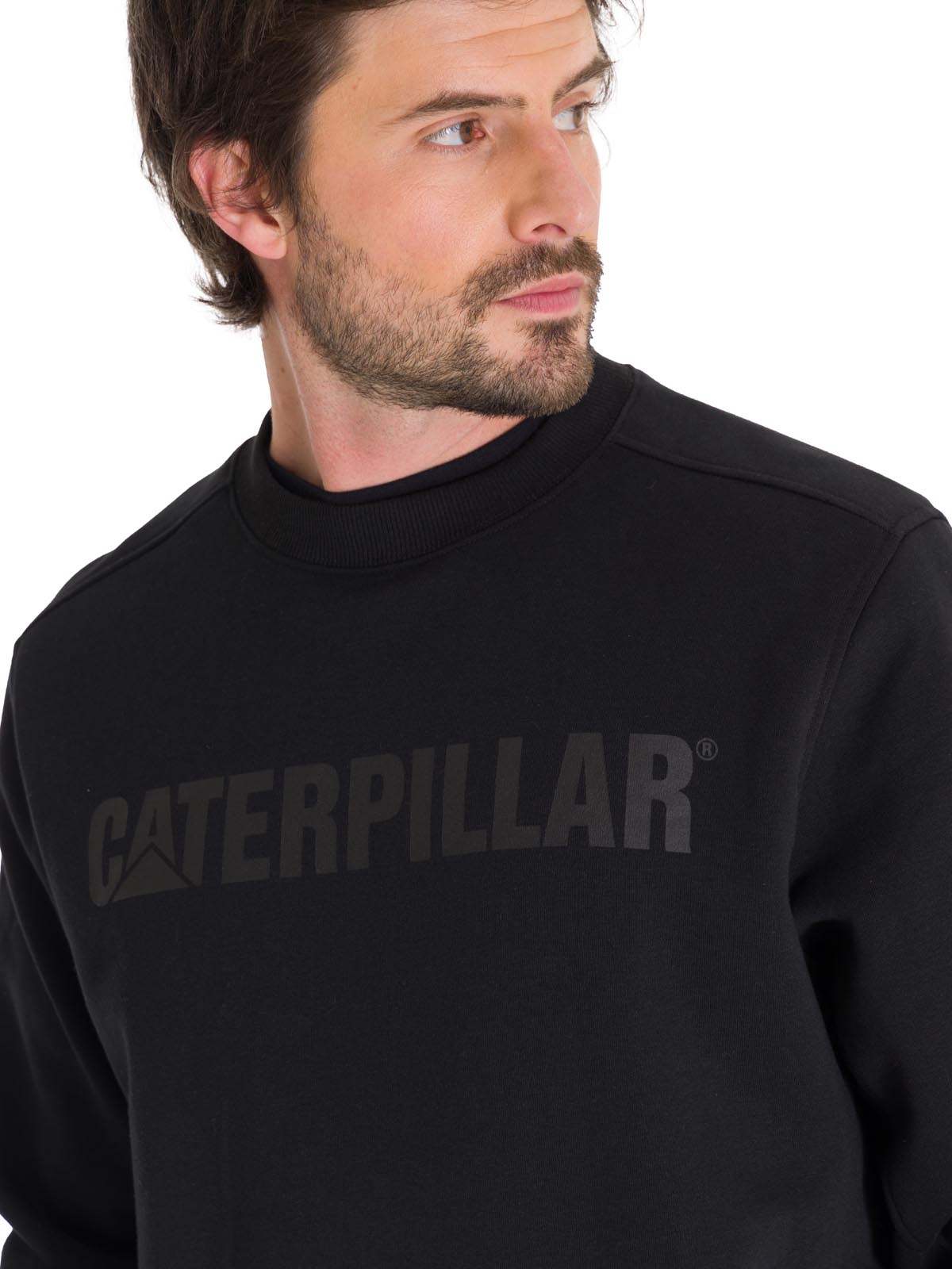 Polerón Crewneck Hombre Logo Caterpillar Negro