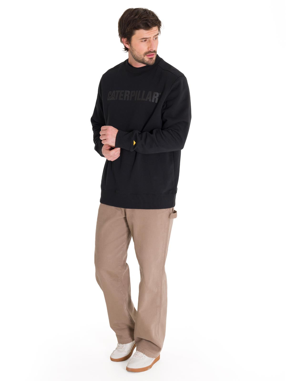Polerón Crewneck Hombre Logo Caterpillar Negro