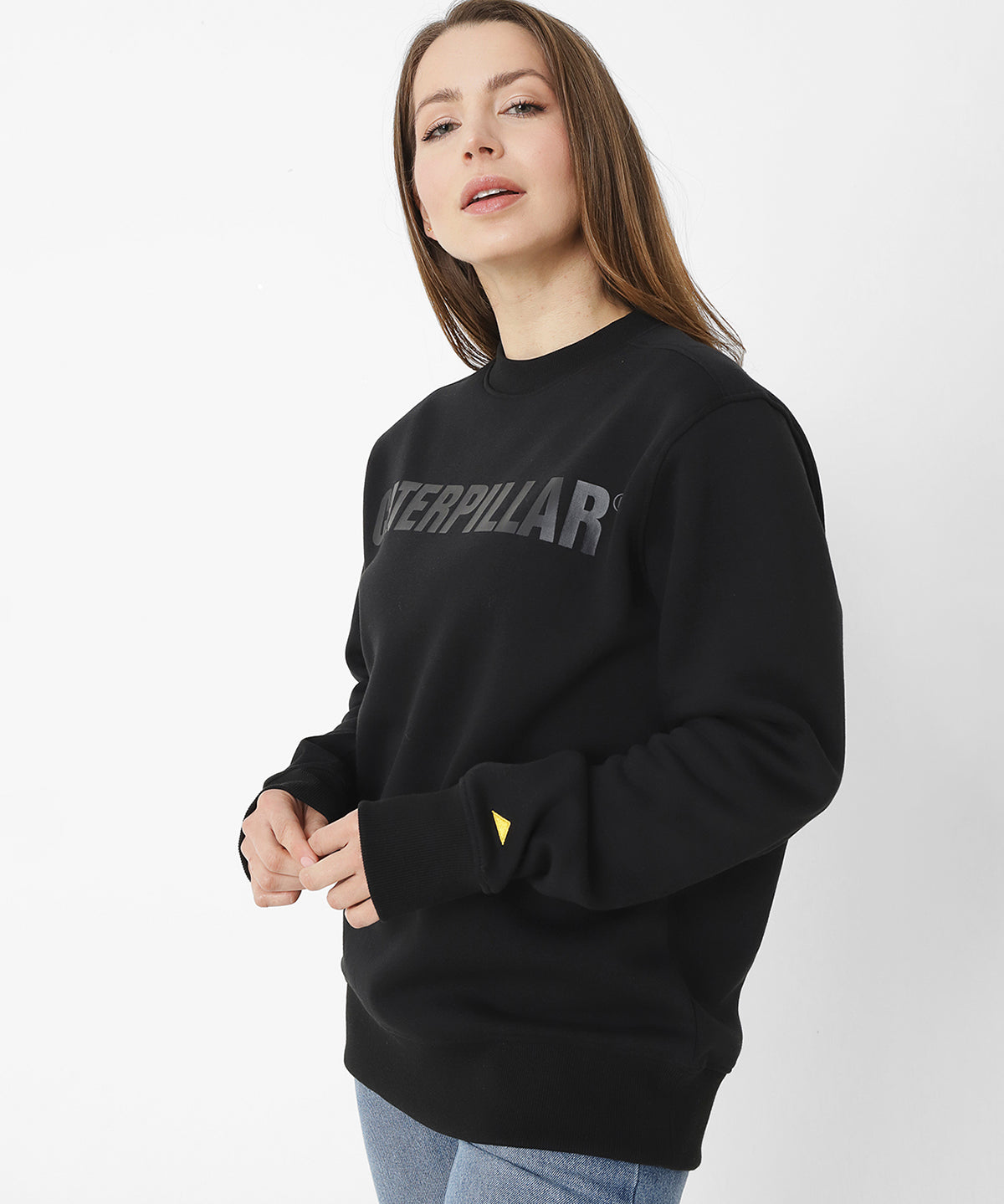 Polerón Crewneck Hombre Logo Caterpillar Negro