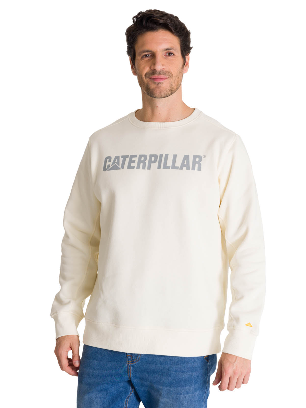 Polerón Crewneck Hombre Logo Caterpillar Blanco CAT