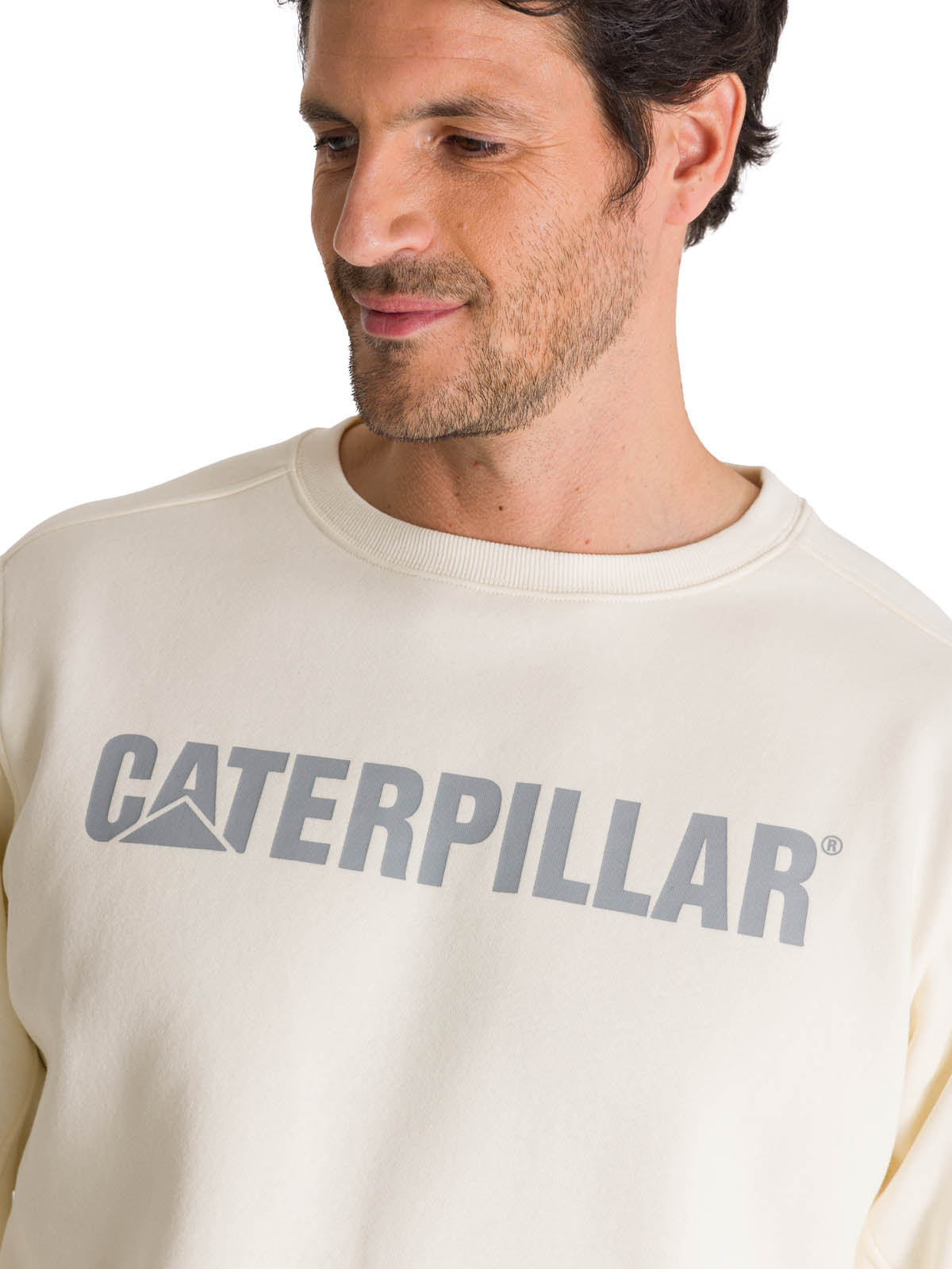 Polerón Crewneck Hombre Logo Caterpillar Blanco CAT
