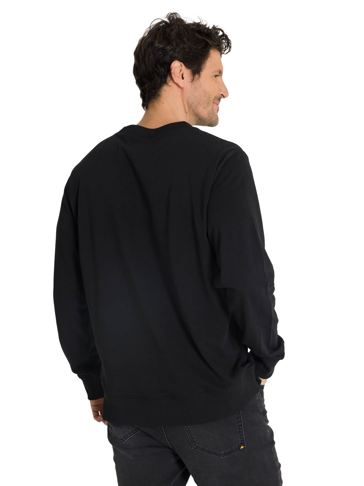 Polerón Crewneck Hombre Diseño French Terry Negro CAT