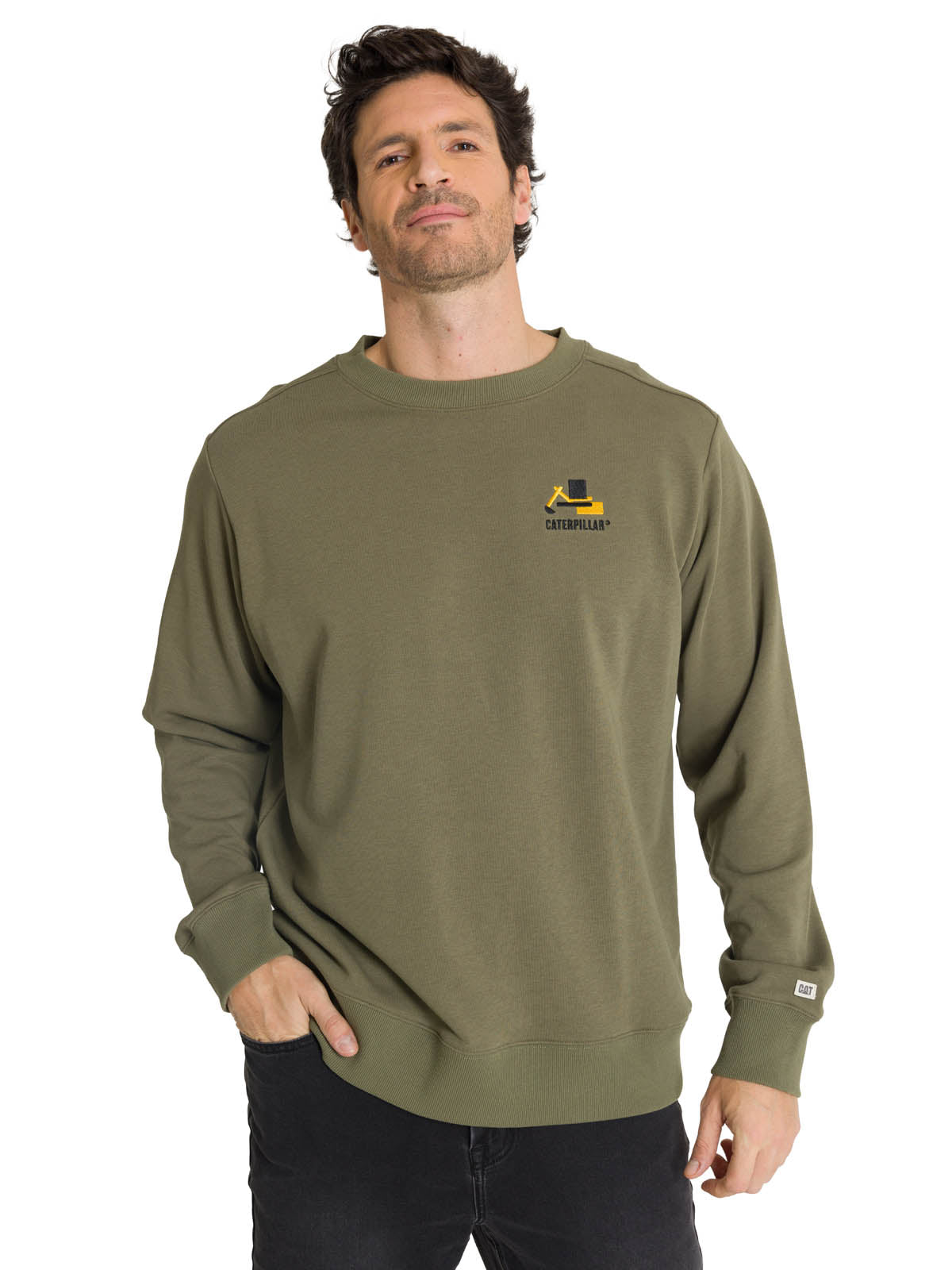 Polerón Crewneck Hombre Diseño French Terry Oliva CAT