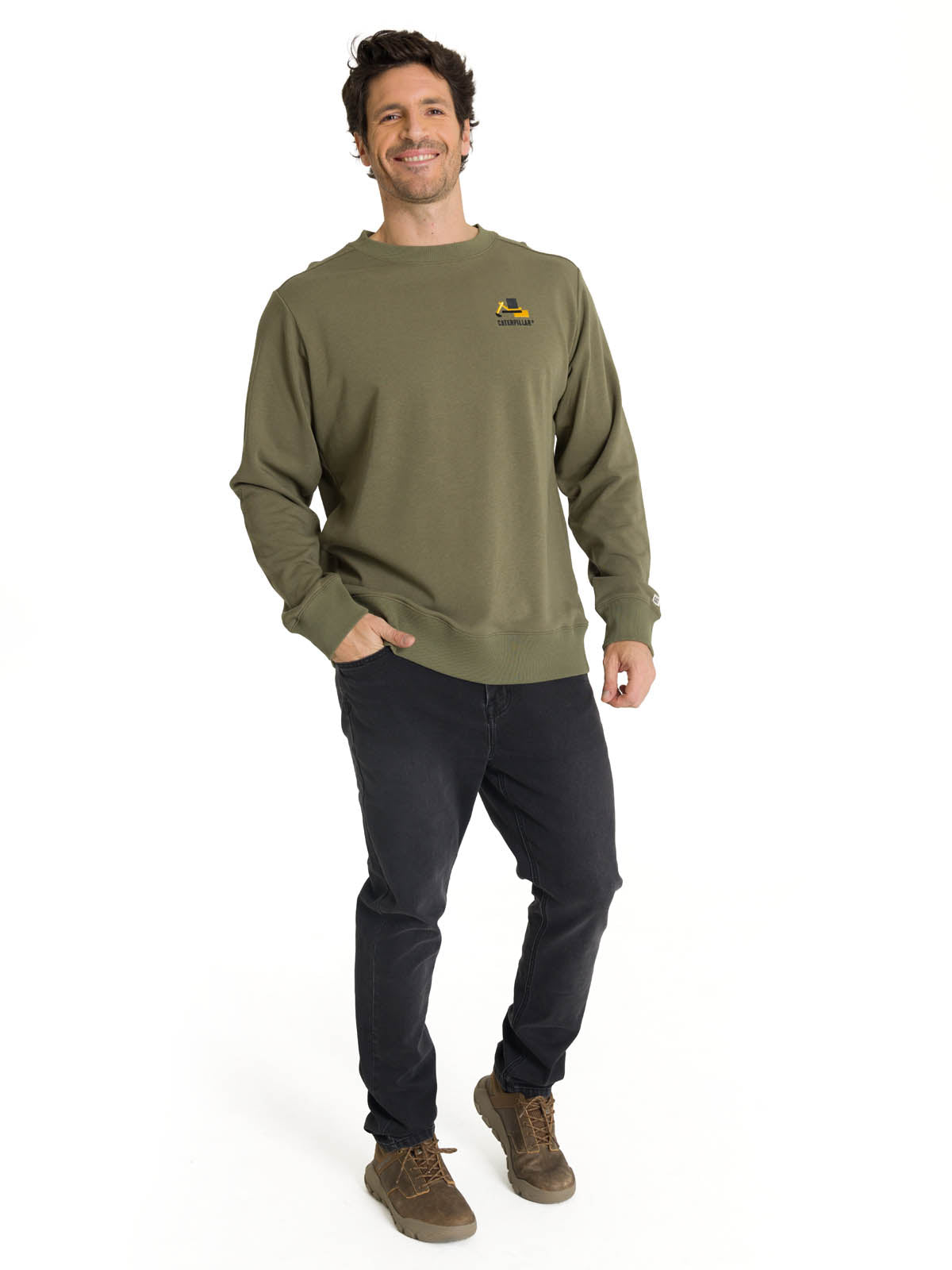Polerón Crewneck Hombre Diseño French Terry Oliva CAT