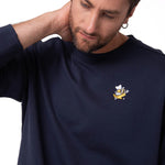 Polerón Crewneck Hombre Graphic Fleece Azul Oscuro Cat