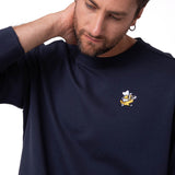 Polerón Crewneck Hombre Graphic Fleece Azul Oscuro Cat