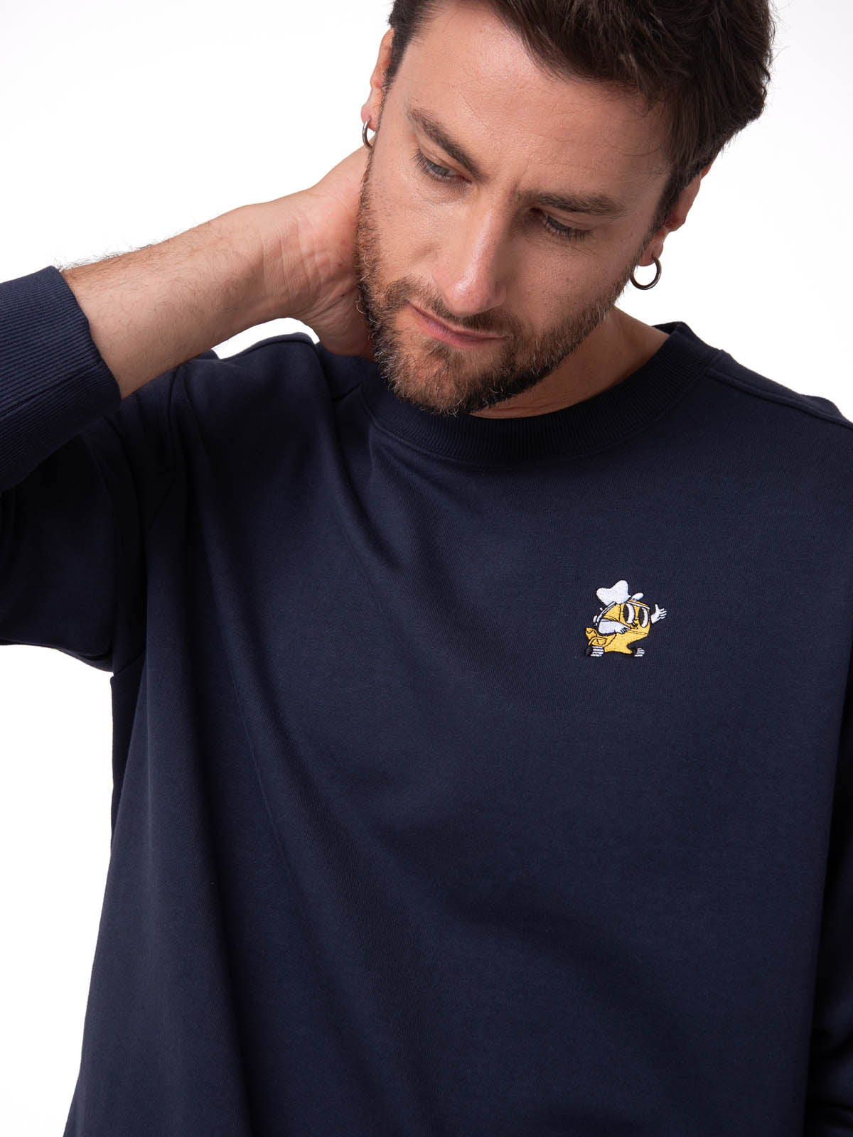 Polerón Crewneck Hombre Graphic Fleece Azul Oscuro Cat