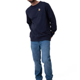 Polerón Crewneck Hombre Graphic Fleece Azul Oscuro Cat