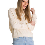 Polerón Cuello en V Mujer Oversize Waffle Blanco CAT